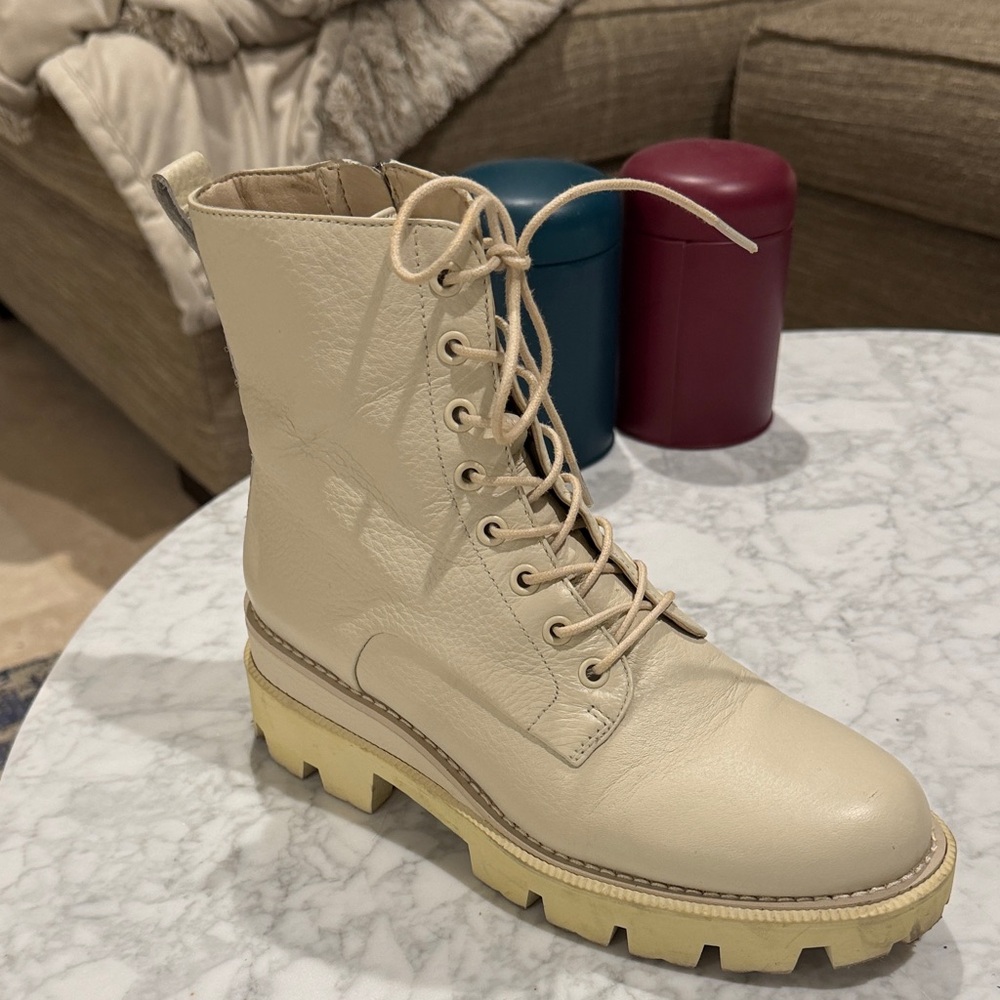 Sam Edelman Garret Ivory Leather Boots. 6.5